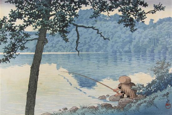 Kawase Hasui (1883-1957), two ukiyo-e prints; both laid on card